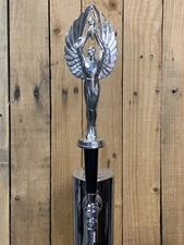God Of Victory Beer Keg Tap Handle Winged Angel Torch Vtg Silver Metal Trophy
