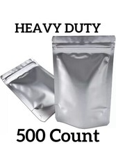 Mylar Bags 6x4 Heavy Duty Silver Small Stand Up Resealable Pouch 500 Count