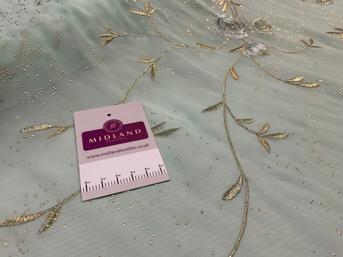 £4.99 Double Scalloped Embroidery Chiffon with Gold Dew Drop Dress Fabric M1681 - Picture 13 of 15