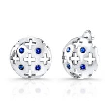 Dafina Majesty Studs in 14K White Gold with Blue Sapphires Earrings