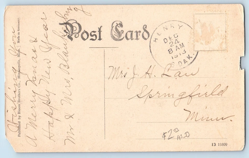 Watertown South Dakota SD Postcard Oak Street Looking North Carriages Cars 1913 - Image 2 of 2