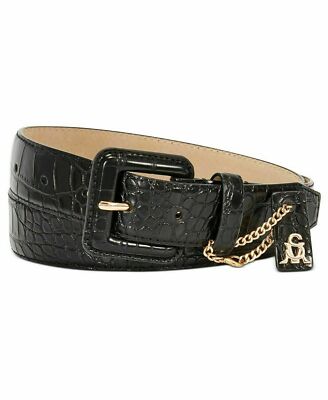 Steve Madden Black Croc-Embossed Belt with Silver Buckle New Steve Madden Croc-Embossed Faux Leather Belt (Size M  main image 4