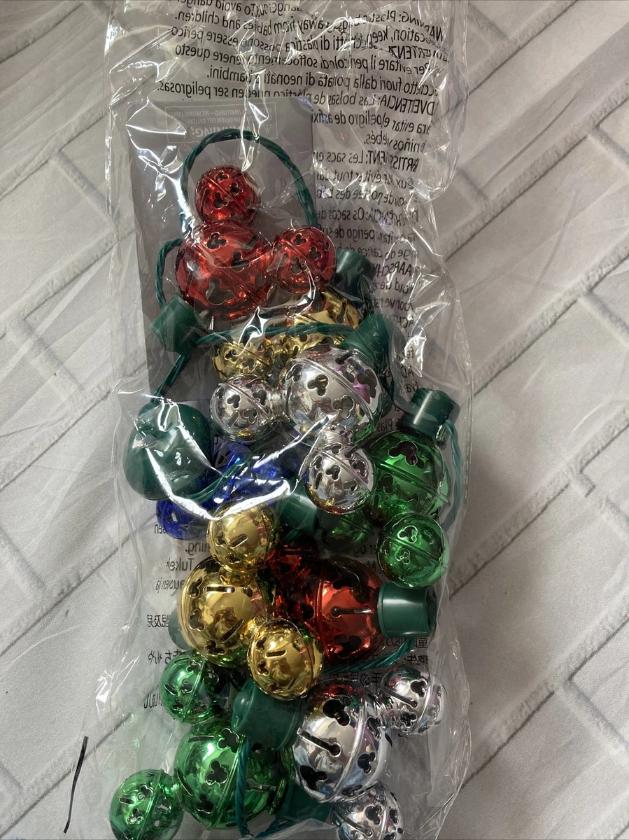 DISNEY STORE Light Up Necklace Mickey Christmas Holiday Xmas Lights Bells j3