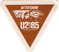 U2 1985 THE UNFORGETTABLE FIRE AFTER SHOW TOUR BROWN PASS / BONO / THE EDGE