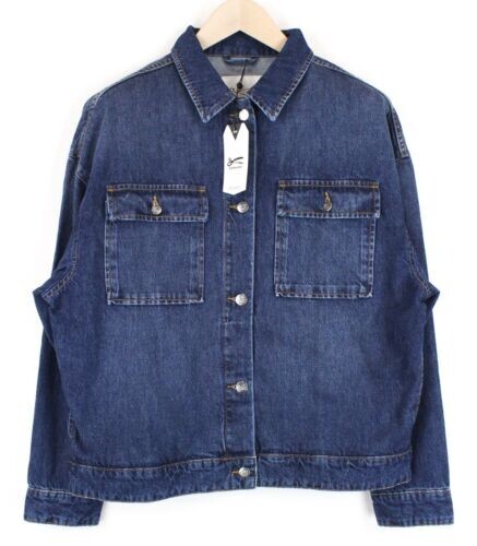DENHAM Century Trucker Women's Jacket S Blue Washed Cotton Denim Logo - Picture 1 of 7