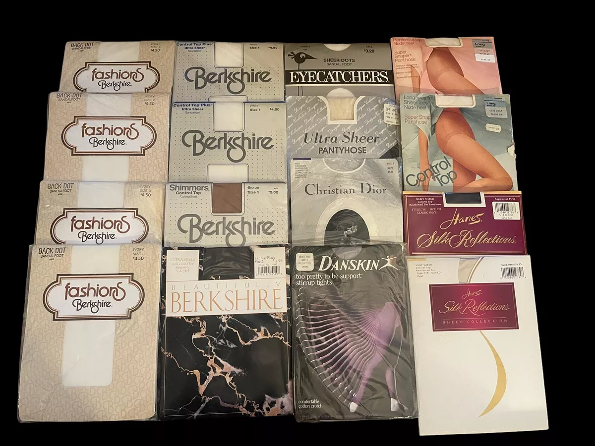 16 Vtg Pantyhose Lot Berkshire Eyecatchers Dior Hanes JC Penney