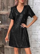 NEW IN PKG black SEQUIN SPARKLE PARTY DRESS SIZE medium 6-8