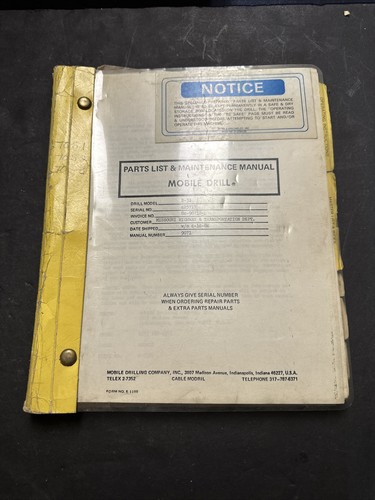 Mobile Drilling Company, INC. MOBILE DRILL B-31 Parts & Maintenance Manual E1100 - Picture 8 of 8