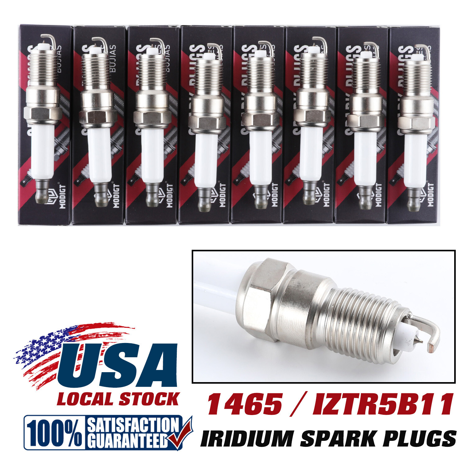 8x Fit NGK 1465 Laser Double Iridium Spark Plugs IZTR5B11 Genuine OEM Quality