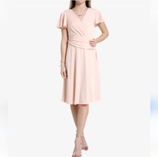 Lauren Ralph Lauren Women's Stretch Jersey Surplice Dress Pale Pink 14