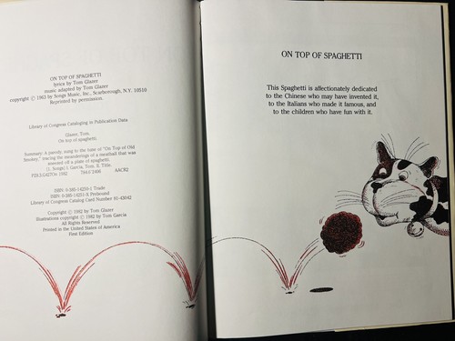 1982 First Edition SIGNED On Top Of Spaghetti Tom Glazer Hardcover DJ Chlidrens - Afbeelding 5 van 10