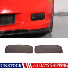 Front Fog Light Cover Fog Lamp Trim Bezels For Corvette C6 2005-13 Smoked Black