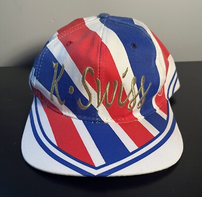 K Swiss Hat SnapbackRed White Blue Gold Global Caps RARE