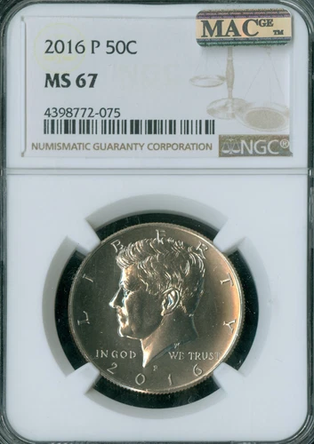 2016 P KENNEDY HALF DOLLAR NGC MS67 PQ 2ND FINEST GRADED MAC SPOTLESS .
