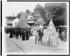 8" x 10" 1889 photo Dwellings of tribal peoples of Africa, North America
