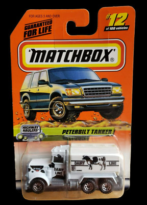 1998 Matchbox Highway Hauler #12 Peterbilt Tanker Milk Dairy Line Truck White