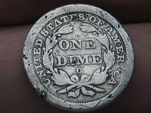1841 O Seated Liberty Silver Dime- New Orleans, About Good Details