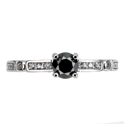 925 Sterlingsilber Ring Rund Brillant Black Diamond 0.63ct 5mm Topas Schmuck