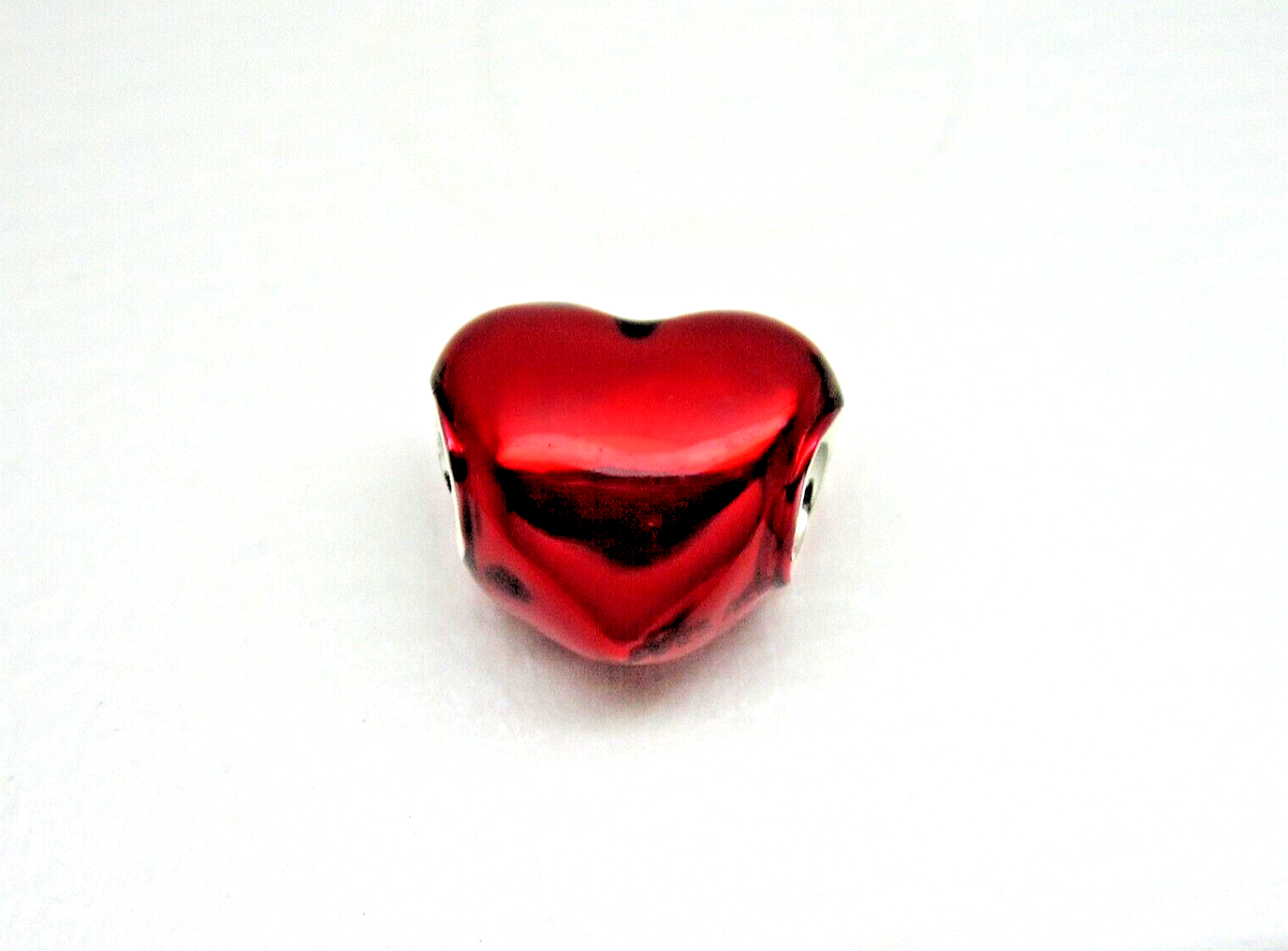 Authentic Pandora #793337C02 Metallic Red Heart Charm | eBay