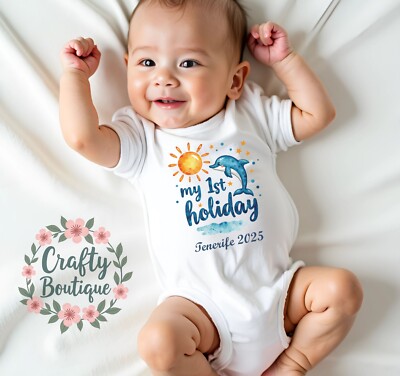 My 1st Holiday Weste, First Holiday Tshirt, Babys erster Urlaub Strampler - 1316