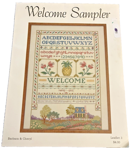 VTG `86 WELCOME SAMPLER #3 Counted Cross Stitch Chart by Barbara & Cheryl
