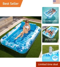 Deluxe Inflatable Tanning Pool Float - 85" x 57" Comfort Lounge Perfect for Two