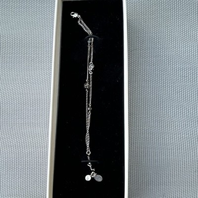 Alexander McQueen Silver  Double Chain Crystal Skull Bracelet