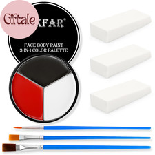Black White Red Face Body Paint - Blendable Facepaint Foundation with Sponge