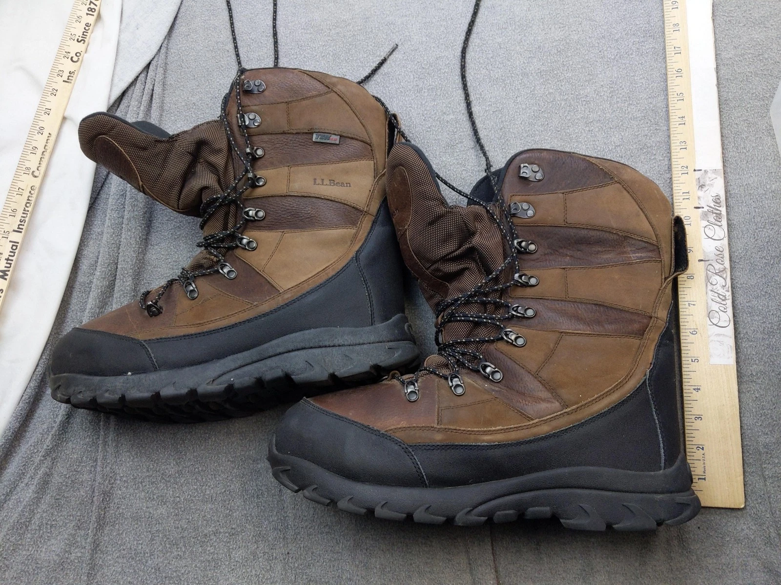 L.L. Bean Snow Boots Mens 12 45 Brown Leather Tek 2.5 Insulated Winter Outdoor