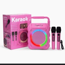 Pink Bluetooth Karaoke Speaker With Dual Microphones
