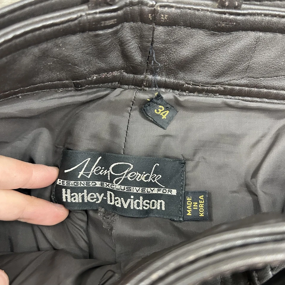Pantalones de moto Harley-Davidson vintage de cuero para hombre 34 negros Hein Gericke años 70 Foto 4 de 4
