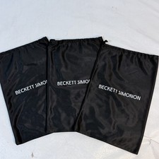 Lot 3 Beckett Simonon Black Drawstring Dust Bags 9x12 Shoe Cover Storage Travel