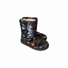 UGG Classic Short Sequin Black Boots Women  s Size 6 1094982 
