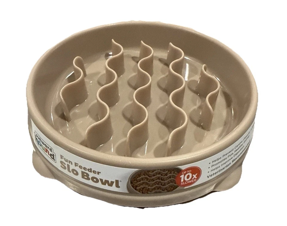 Cuenco alimentador lento - ondulado, pequeño/pequeño 3/4 taza húmedo/seco. Beige. Rosa o como nuevo Foto 2 de 4