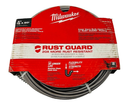 Milwaukee 5/16''x 50' Inner Core Bulb Head Cable w/ RUST GUARD Plating 48-53-2674