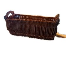 Large Basket with Wooden Handles Woven Wicker 25  x9.5  x5  