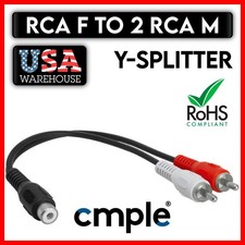 RCA Female to 2 RCA Male Audio Adapter RCA F Jack to Two M Plugs Splitter Cable