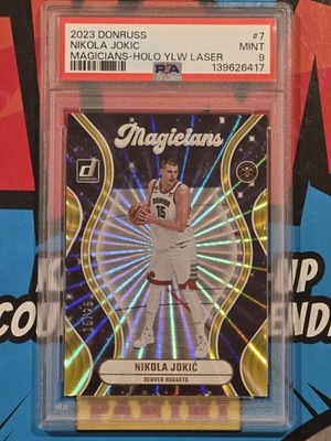 2023-24 Donruss #7 Nikola Jokic Magicians Yellow Laser Holo #15/25 Jersey Match