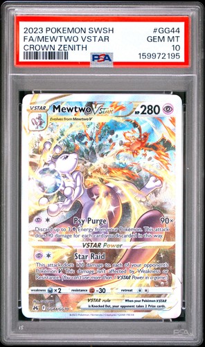 2023 POKEMON SWORD & SHIELD CROWN ZENITH #GG44 FULL ART/MEWTWO VSTAR PSA 10