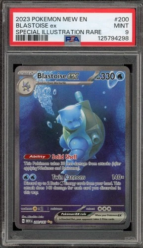 Pokemon Blastoise ex 151 MEW EN Special Illustration Rare #200 PSA 9 Mint