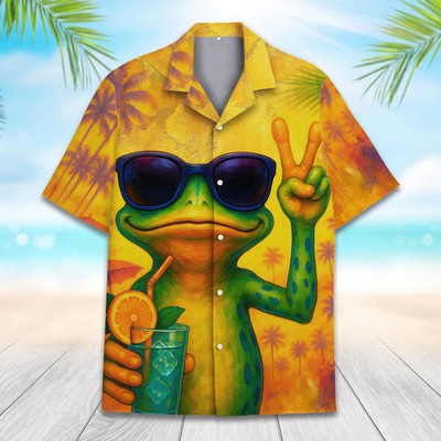 Funny Frog Hawaiian Shirt Mens Womens