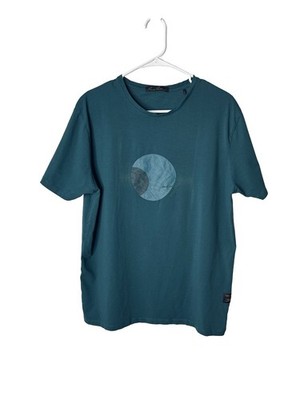 Rare Rabbit Maso Men's Teal Green Graphic Print Streetwear Cotton Tee Shirt Sz L