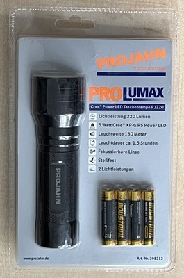 Power LED-Taschenlampe 13cm IP54 220 Lumen 130m Leuchtweite stoßfest schwarz NEU