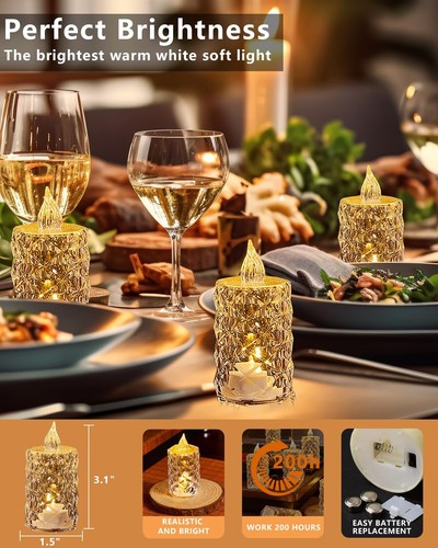 12PCS Flameless LED Tea Lights - Battery Operated Fake Candles for Weddings, ... - Picture 2 of 9