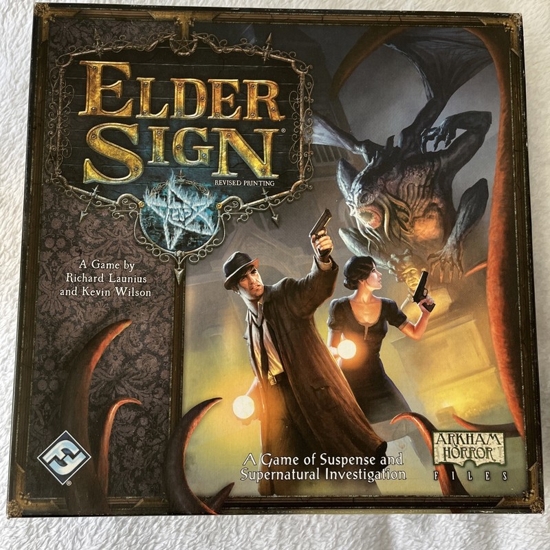 Elder Sign Revised Printing Board Game Fantasy Flight Arkham Horror Files VGC