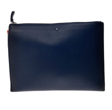 Montblanc Pochette Borsa Seconda Borsa Pelle Navy Made in Italy