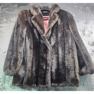 Dubrowsky & Perlbind womens faux fur coat brown vintage