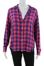 Frank & Eileen Women Collared Plaid Button-Up Blue Modal Long Sleeve Size XS