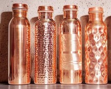 4 × 100%Pure Copper Water Bottle For Ayurveda Health Benefits Leak Proof 1000 ml