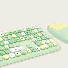 Wireless Keyboard and Mouse Combo with Lime Green Flush Keys